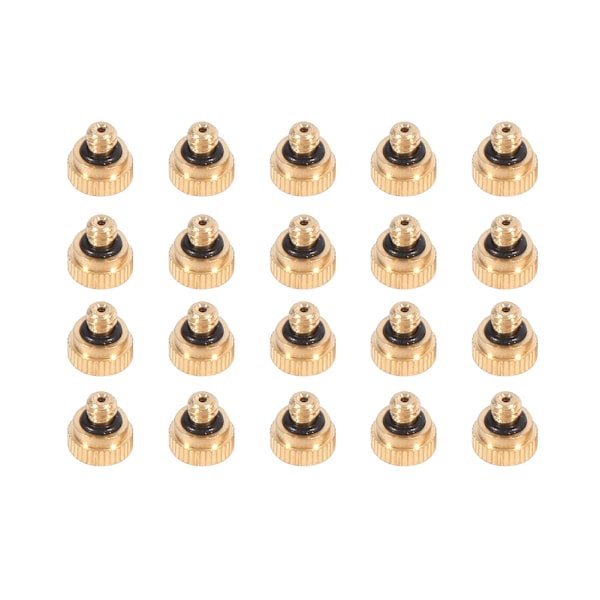 20-pack 0,4 mm mässingsmunstycken för dimsystem för trädgårdskylning med 10/24 UNC-kopplingar