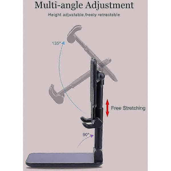 Sammenfoldelig mobiltelefonholder til skrivebord, multi-vinkel bærbar tablet-holder til iPhone Android Smartphone