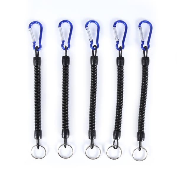 5 st Elastiska Fiske Rep Båt Lanyards Med Camping Karabiner Spänne Säker Lås Blå
