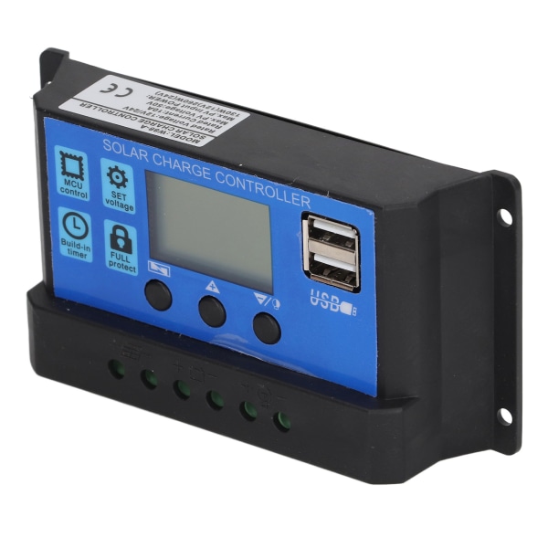 PWM solcelleladningsregulator med LCD-display til 10A 12V/24V strøm, automatisk genkendelsesfunktion