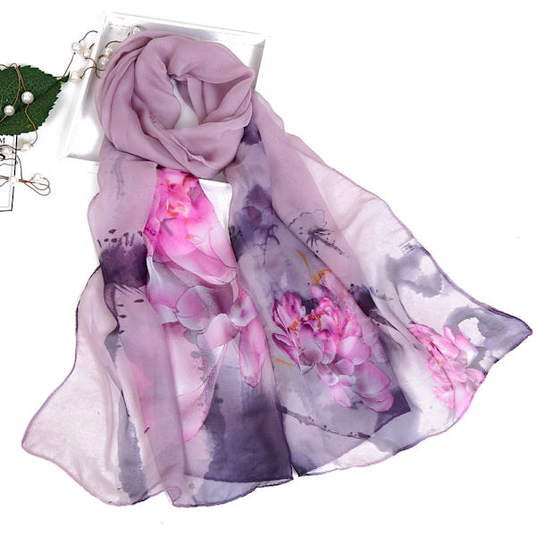 Lättviktshalsdukar Mode Blommor Print Kvinnor Bomullsomslag 4