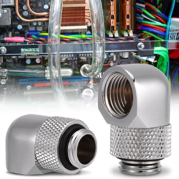 PC Vandkølingsfitting G1/4 Gevind Albueadapter Sølv