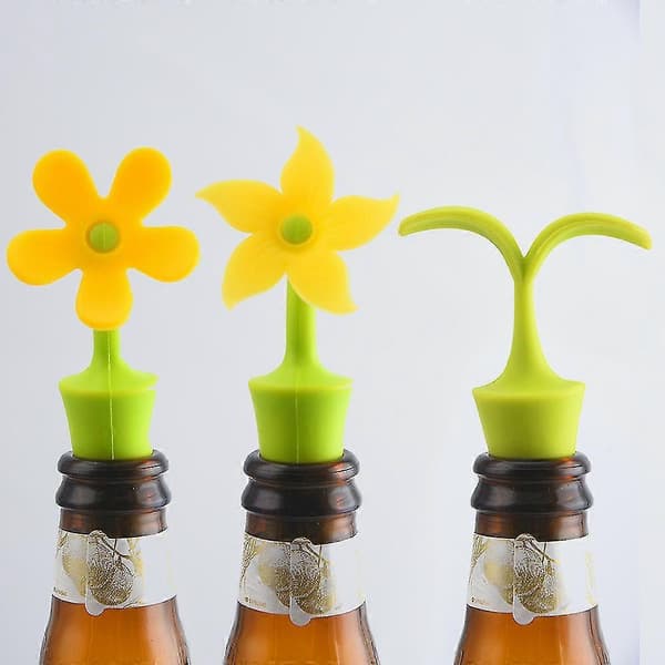 4 stk. blomster vinflaskepropper, gjenbrukbar blomsterformet vinpropphette for vinflasker