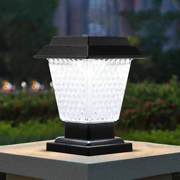 1 Solcellelampe for Søyler, Vegger og Portstolper - Svart Honeycomb Design