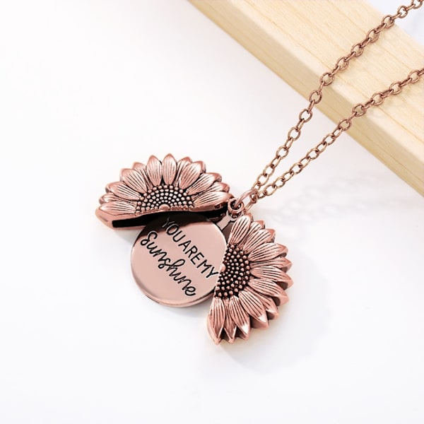 You Are My Sunshine Open Locket Solros Halsband Boho Smycken