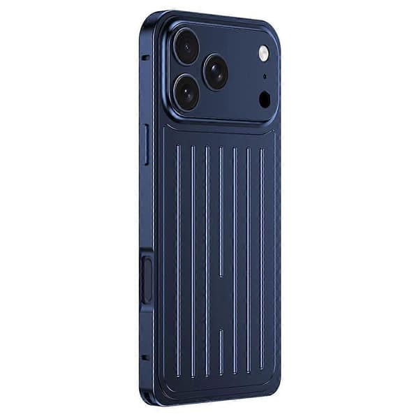 Kompatibelt etui til iPhone 17 Pro Max med søhestespænde, bagagedesign, telefonetui i aluminiumslegering Blue