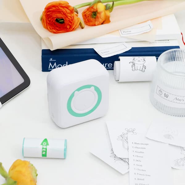 [DT]Mini termisk printer, bærbar blækfri Bluetooth-printer med 5
