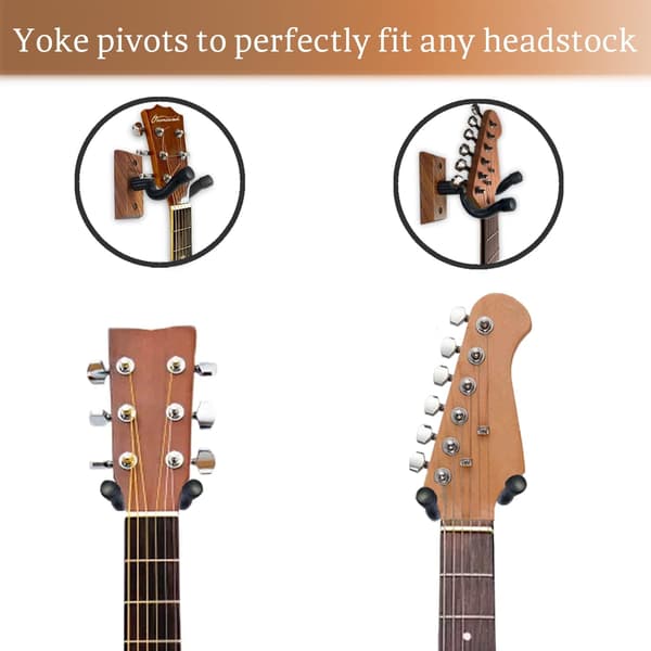 Gitarrväggfäste, Svart Valnöt Trä Gitarrhängare, U-formad Gitarrväggfäste, Gitarrhållare Krok Stativ Vägg för Akustisk, Elgitarr