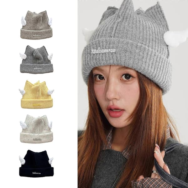 Mode Streetwear Hat Dagligdag Hat Kunstnerisk Ungdom Hat Strikket Unisex Hat til Mode Kvinder Sort Black