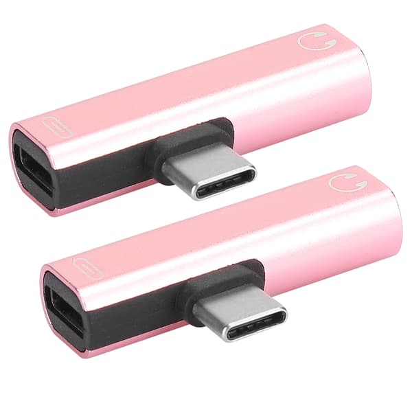 2st Typ C till 3,5 mm Audio Laddare Adapter Headset Splitter Rosa