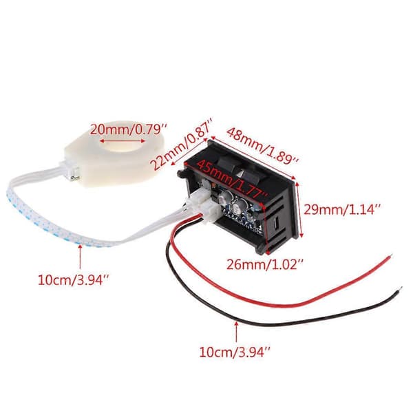 Mini digitalt voltmeter-amperemeter med Hall-effektsensor, strømmåler