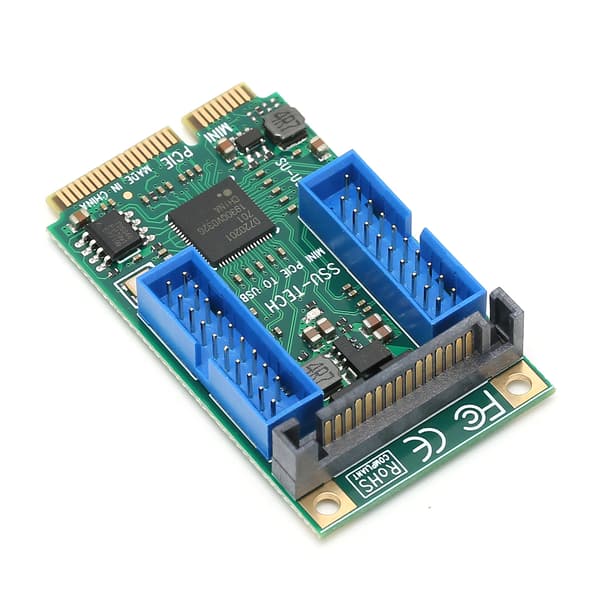 Mini PCIe till USB 3.0 Front Expansionskort Dubbel 19Pin för Windows XP Vista 7 8 10 2003 Linux 10313