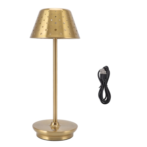 Trådløs Retro LED Skrivebordslampe med Berøringskontroll & Trinnløs Dimming for Soverom, Barer og Restauranter - Gull