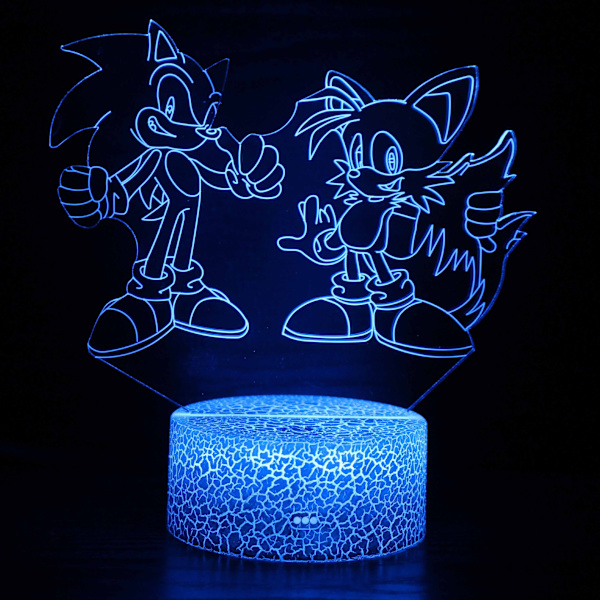 3d nattlampa Sonic boy Sonic färgglada touch led bord Crack Base: Touch Timing Controls ZB-1997