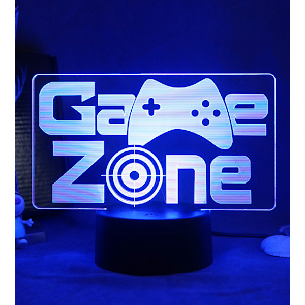 Kreativt 3D nattljus Akrylspel LED färgglad skrivbordslampa Black Base: Colorful Touch Gamepad(42-5)