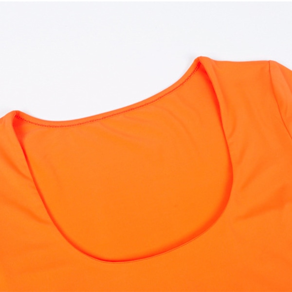 Stilfuld og tætsiddende langærmet bodystocking til kvinder i orange til danseforestillinger