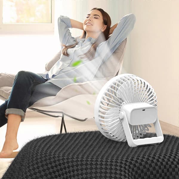6,5 tommer lille loftventilator 4-hastigheds hængeventilator med krog genopladelig timing baldakinventilator 2000mAh gaver til lærerstuderende hvid White