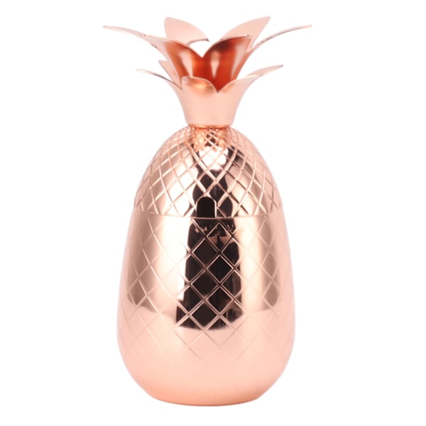 Cocktail Shaker i Rosaguld Ananasform – 500 ml Rustfrit Stål med Poleret Glat Overflade til Hjemmebaren