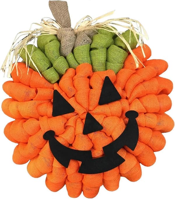 Halloween Græskarkrans | Dia 32cm Græskar Halloween Efterårskrans Dørdekoration