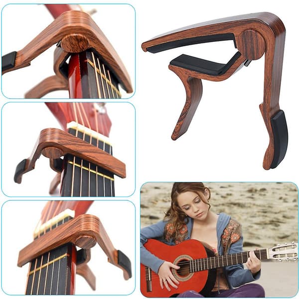 [DT]Gitarr Capo Premium Capo för akustiska, elektriska och klassiska gitarrer Ukulele Träkorn