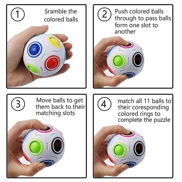 Magic Rainbow Ball Fidget Ball Speed Pussel Ball Brain Teasers White