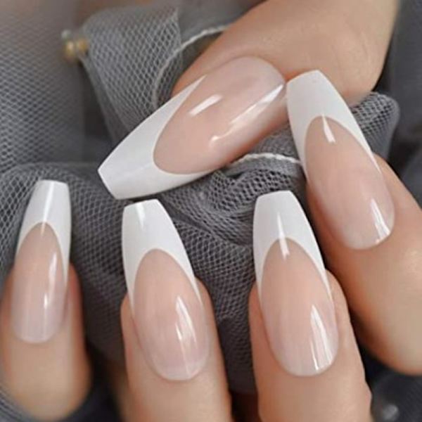 24 stycken/set Avtagbar bärbar manikyr balett nagellapp french ballet