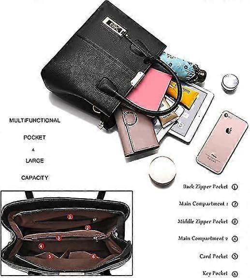 Damväska handväska Läder Crossbody Väskor och Handväskor för Kvinnor Black
