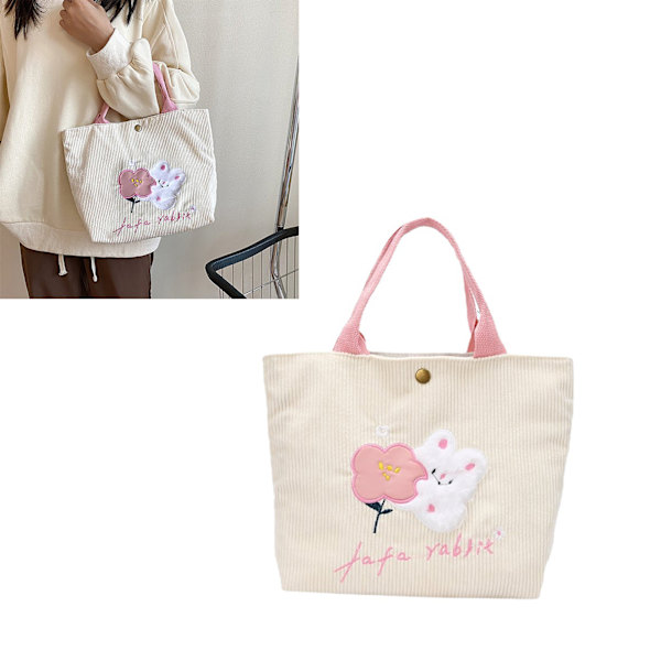 Stilig liten tote-veske med trykknapplukking og søtt mønster, ideell for shopping og pendling, i rosa blomsterdesign
