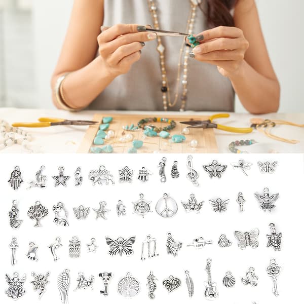 DIY Sølvlegering Anheng Tilbehør for Armbåndslaging 100 Stiler