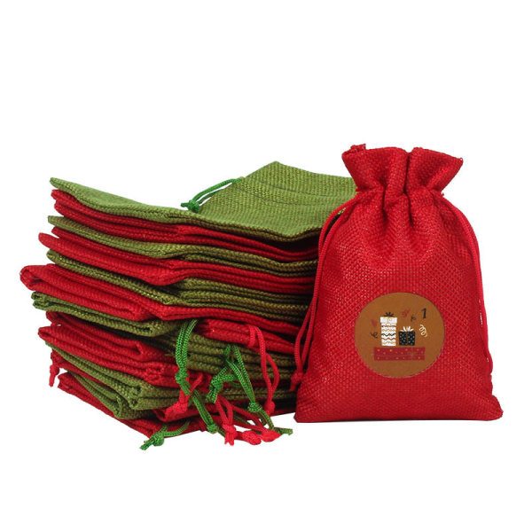 Jul adventskalender säck presentpåsar 24pcs