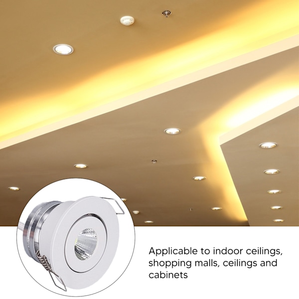 Justerbar Mini LED Innfelt Taklampe, Hvit Aluminium, 85-265V, 4000K Vanlig Lys