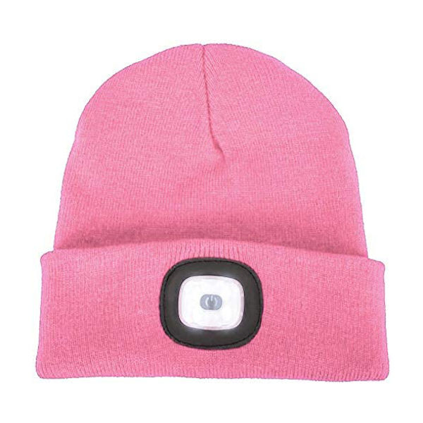 Stickad mössa med LED-ljus för joggingvandring pink