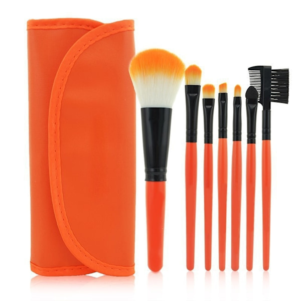 【DENGTU】7 stk makeupbørster, professionelt makeupsæt med etui Sort