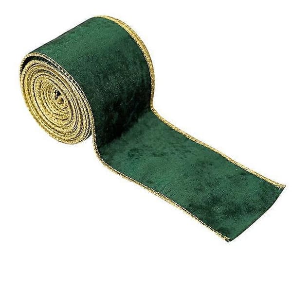Bred fløjlsbånd med wire til juletræ, guirlande, krans, 2,5 tommer 5 yards