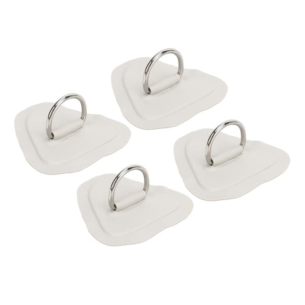 4 stk. D-ring patch i rustfritt stål for oppblåsbar båt, surfebrett, jolle, padlebrett, grå