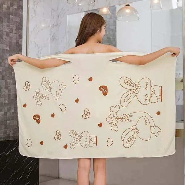 【DENGTU】Women's Microfiber Non-Slip Wearable Bath Towel/Bathrobe/Beach Shower Wrap - Quick Dry Beige