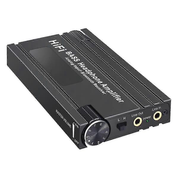 HiFi Bluetooth hörlursförstärkare bärbar HiFi hörlursförstärkare med basvolymkontroll för MP3/MP4/[dt] Musta