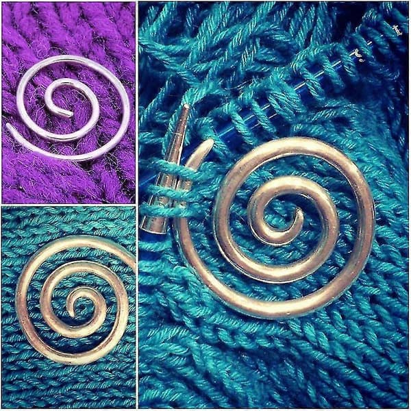Spiral kabelstrikkepind, husholdningsstrikkepind i rustfrit stål 3 stk. Silver