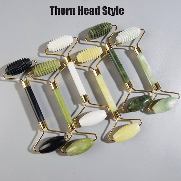 Naturlig Jade Face Roller Gua Sha Scraper Set Guasha massageverktyg Emerald C