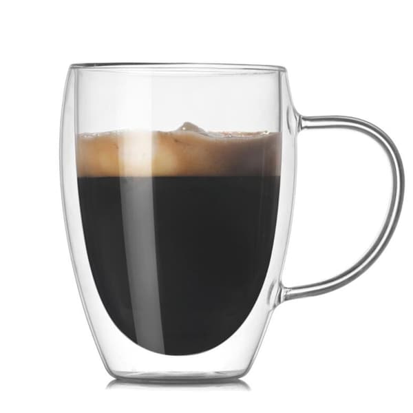 Dubbelväggig vattenmugg i glas, stor kapacitet, säker transparent drickskopp för hemmet