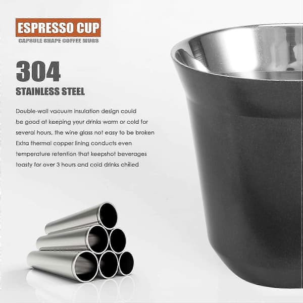 80 ml dobbeltvægget espressokop i rustfrit stål isolering til Nespresso Pixie kaffekop kapselform [dt]