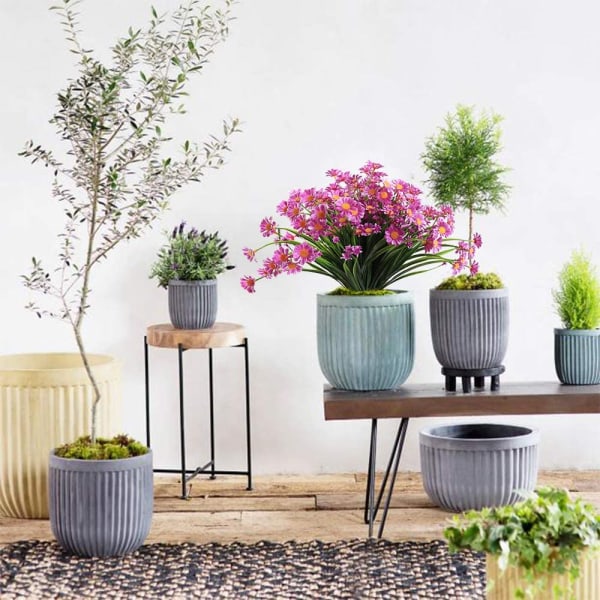 4 st utomhus konstgjorda falska blommor buskar Uv-resistenta växter red