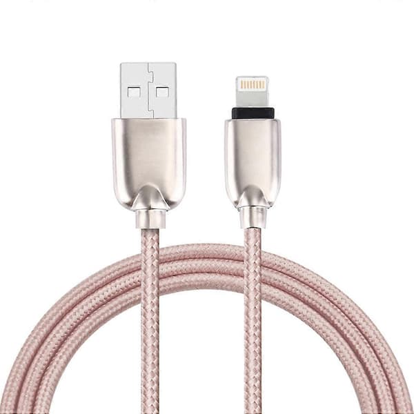 1m vävd 108 kopparkärnor 8-stifts till USB-datakabel för iPhone, iPad Pink