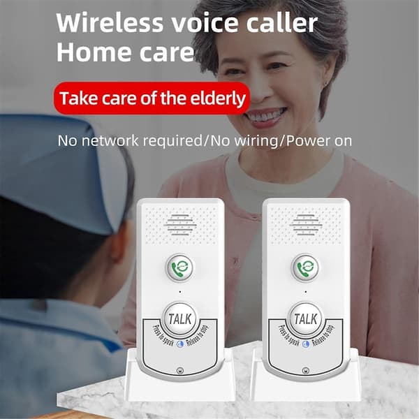 [DT]Trådløs intercom for hjemmet med stemmekommunikasjon, toveis ringefunksjon, ekstra lang rekkevidde, trådløs stemmeintercom for eldre, WELLNGS