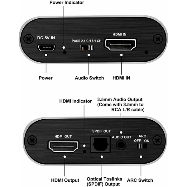 HDMI Audio Extractor video/ljuddelare 3D 4K