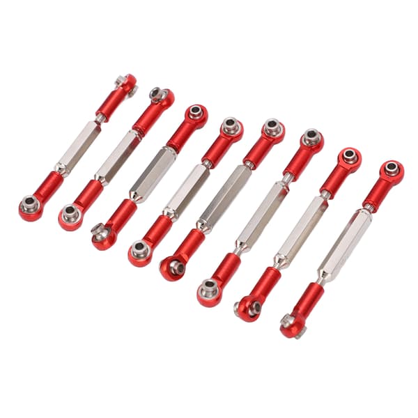 8 stk. Justerbar styretøjsforbindelse Aluminiumlegering Servo Forbindelsesstang til WPL C14 C24 B14 MN D90 D91 Rød