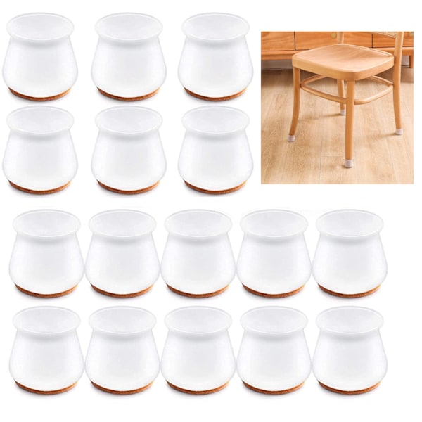 Möbelfötter / skydd för möbelben Silikon/Filt 22 mm 16-pack