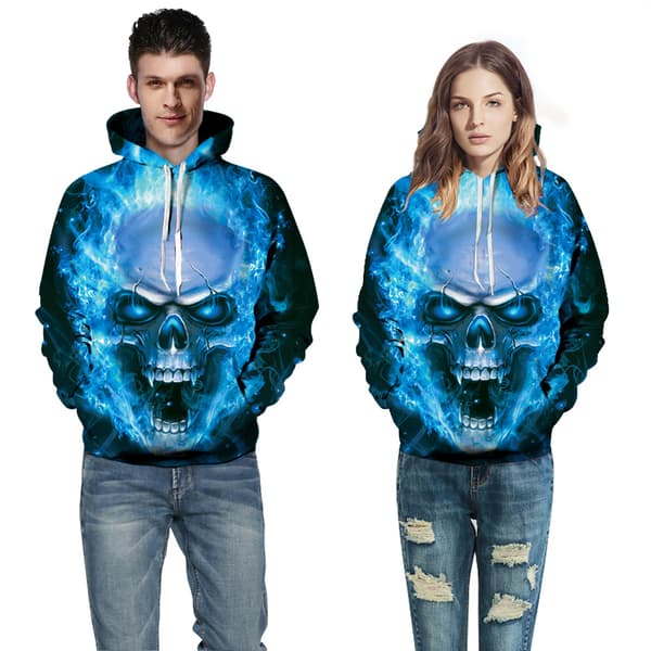 Unisex 3D digitaltrykk hettegenser for menn og kvinner (XL)