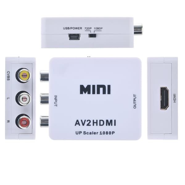 AV TIL 1080p HDMI-adapter - (3x RCA) NTSC / PAL-kompatibel White white