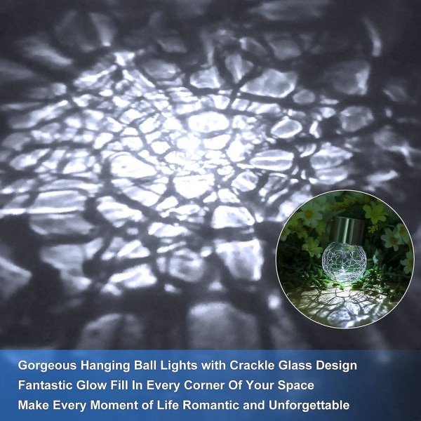 4st Utomhushängande Solar Lights, Crackle Globe Lights Cool White
